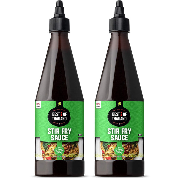 Best of Thailand Stir Fry Sauce, Authentic Asian-Brewed Marinade, 2 Pack of 23.65oz Squeezable Bottles, No MSG