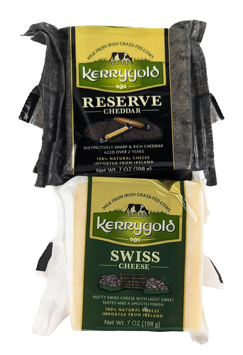 Generic Reserve Cheddar & Swiss Cheese, Imported Irish Cheese Made with Grass-Fed Cows