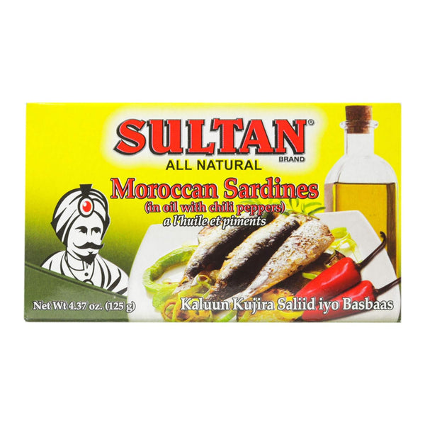 Sultan Moroccan Season Sardines in Oil with Chili Peppers, 100% All-Natural, High