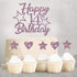 Purple Glitter Happy 14th Birthday Cake Topper with Cupcake Toppers for Boys or Girls (14th)