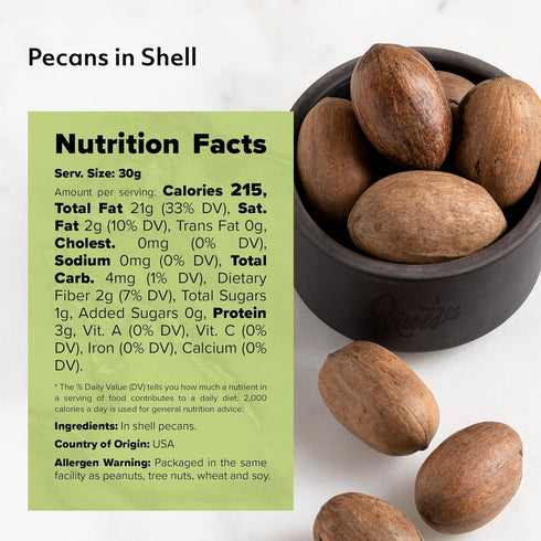Packed (2 LBS) NUTS U.S. - Pecans In shell | Whole, Raw and Unsalted | No Added Flavor or Color | Fresh Buttery Taste