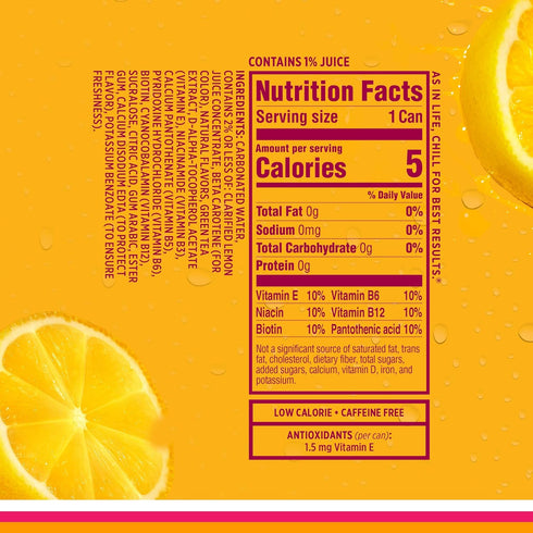 7.5 oz (Pack 10) Sparkling Ice Classic Lemonade Sparkling Water, with Antioxidants and Vitamins, Zero Sugar, fl Mini