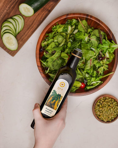 8.4oz (250ml) 100% Original Styrian Pumpkin Seed Oil GEA Natural, Unrefined, Vegan, Gluten-Free, Kosher, Non-GMO