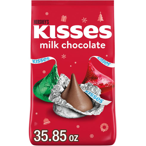 Kisses Hershey's Milk Chocolate, Christmas Candy Bulk Bag, 35.85 oz