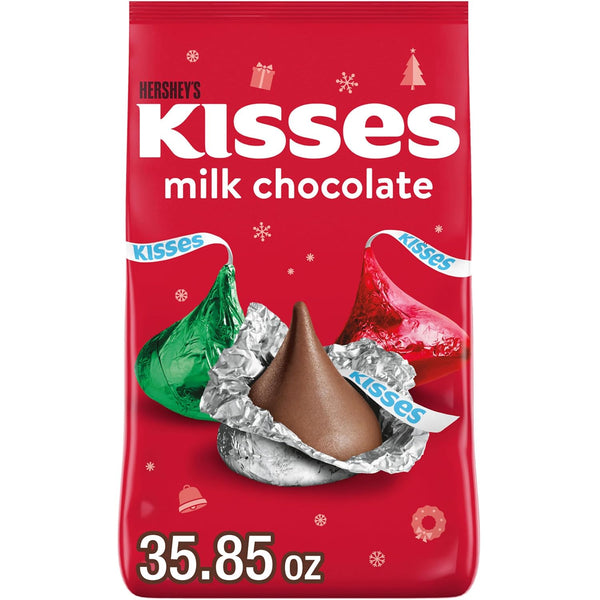 Kisses Hershey's Milk Chocolate, Christmas Candy Bulk Bag, 35.85 oz