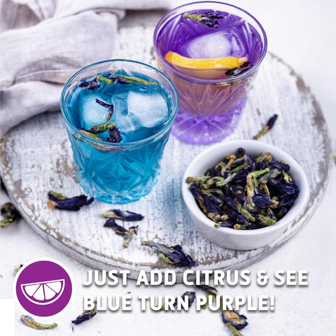 Sou Zen Butterfly Pea Flowers (80 g) Dried Tea Leaves, Organic Nootropics, Natural Raw Drink Mix with Antioxidants