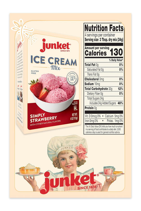4 (Pack 1) Junket Ice Cream Mix Simply Strawberry, Ounce