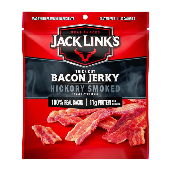 Jack Link's Bacon Jerky, Hickory Smoked - Flavorful Ready to Eat Meat