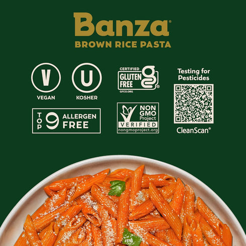 Elbows (6-Pack) Banza Brown Rice - Gluten-Free Pasta Made in Italy - Non-GMO, Classic Texture, Perfect for Leftovers
