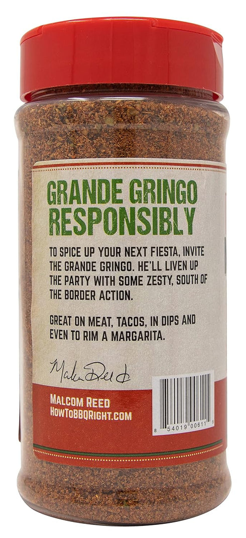 Grande Gringo by Malcom's | Spicy Mexican BBQ, Grill, Tacos, Dips, Margaritas Seasoning | 11 Ounces