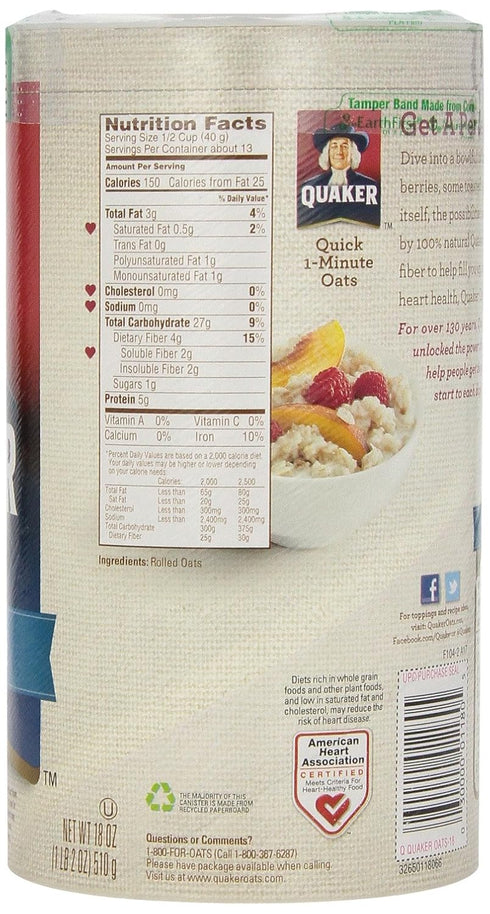 18-Ounce Packages (Pack 6) Quaker Oats Quick Oatmeal