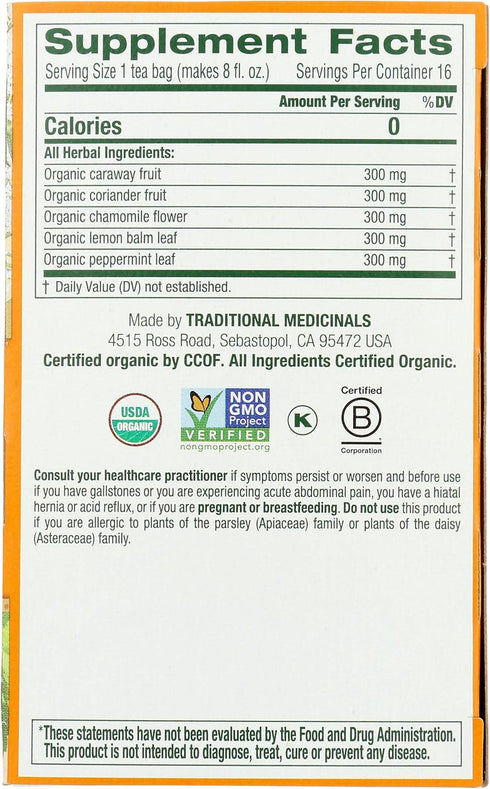 16 Traditional Medicinals, Tea Organic Gas Relief, Bags