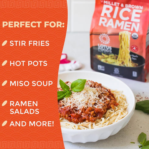 10 Oz (Pack 1) Lotus Foods Organic Millet and Brown Rice Ramen Noodles - Gluten Free Instant Ramen Noodles, Vegan, Low