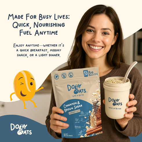 Dozy 15-Serving 750g Pack Oats Overnight Oatmeal, Big Batch Bag. Gluten-Free, Natural Source of Protein and Fiber