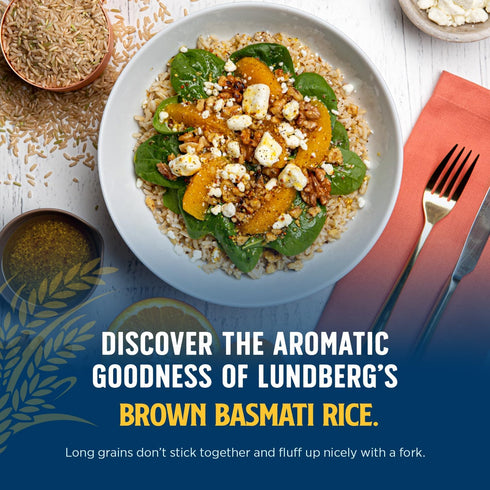 100% (32 oz) Lundberg Family Farms - California Brown Basmati Rice, Pleasant Aroma, Won't Clump When Cooked, Whole