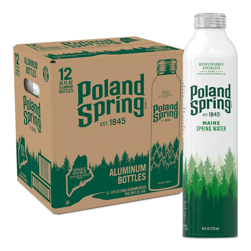 Poland Spring Maine Spring Water Aluminum Bottle Crisp, Still Bottled Water with