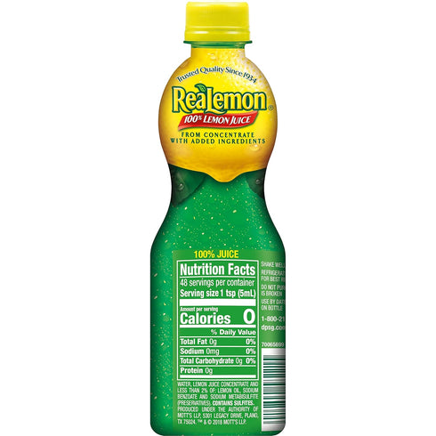 ReaLemon 100% 8 oz (Pack 12), Lemon Juice, fl bottle of Made with Lemon Juice from Concentrate, Gluten-Free, Sodium