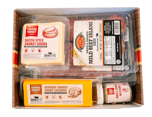 Premium Smoked Assortment | Smoked Cheese & Beef Salami Gift Box | Smokey Gouda & Vermont Sharp Cheddar, Three Smoked