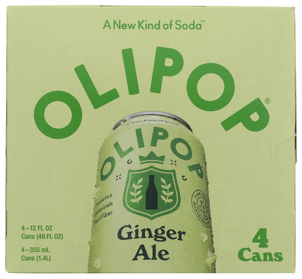 OLIPOP Ginger Ale Prebiotic Soda 4pk, 12 FZ