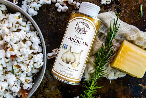 8.45 Oz La Tourangelle, Garlic Oil, High Oleic Oil for Cooking Pastas, Salad Dressings, Drizzle on Popcorn