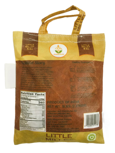 5 Lbs (Pack 1) Shastha Little Millet (Samai)- of - Processed, Unpolished and Hulled