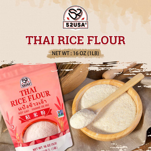 52USA 1 16 (Pack 1), 1 Thai Rice Flour Pound, Ounce of Rice Flour for Baking or Cooking, Product of THAILAND, All