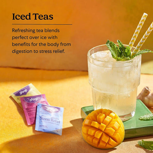 Pack 16 Pack (3 Packs) Yogi Tea Iced Tea Variety - Bags per - Organic Sampler - Includes Mango Ginger, Blackberry Apple