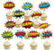 SuperHero Boom Cupcake Toppers 48 Pack, Happy Birthday Cake Decor for Kids Hero Theme Birthday Party Supplies