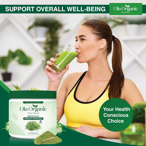 Ola Organic (300g Broccoli Sprout Powder Sulforaphane-Rich Superfood with Vitamins & Minerals Supports Daily Wellness