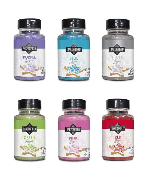 Set 6 Bakersfield Gourmet Colored Sugar Each bottle contains 5 oz -