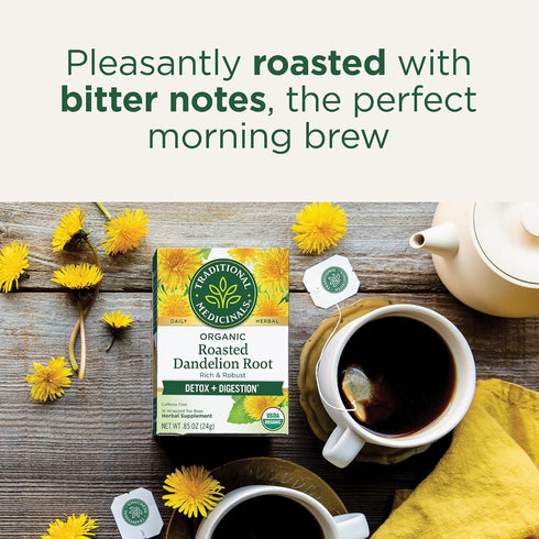 96 (6 Pack) Traditional Medicinals Tea, Organic Roasted Dandelion Root, Supports Kidney Function & Healthy Digestion