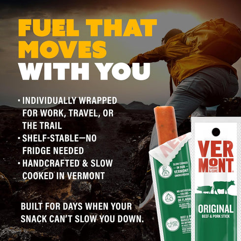 1 (Pack 24) Vermont Smoke & Cure Original Beef & Pork Sticks, Gluten Free, Ounce