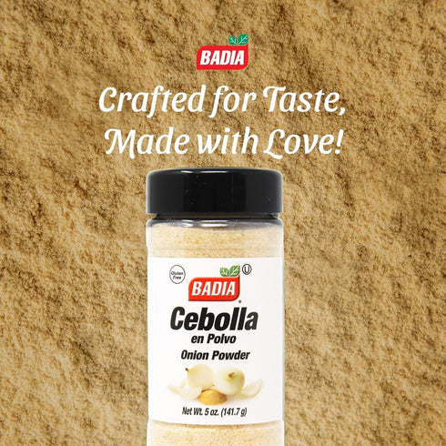 5 oz Badia Onion Powder, Cebolla En Polvo, Savory Flavor Enhancer for Soups, Sauces, Meats & Everyday Cooking