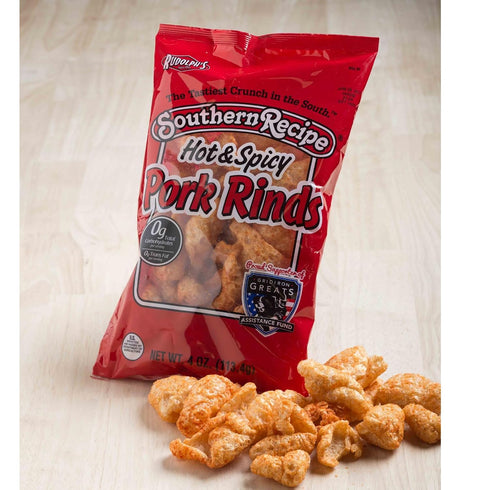 1.75 oz (12-Pack) Southern Recipe Pork Rinds, Hot & Spicy, High Protein, Low Carb, Keto Friendly, Gluten Free Snack