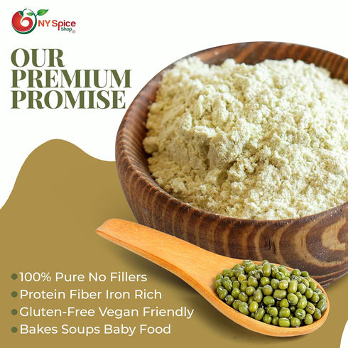 3 NY Spice Shop Moong Bean Flour - Pound Mung Bean Powder - Finely Milled and All-Natural - Plant-Based Ingredient
