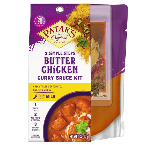 Butter Chicken Curry Sauce Kit, Patak's, 3-Step, 11 Fl Oz