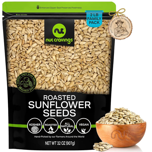 NUT CRAVINGS - Roasted Unsalted Sunflower Seeds Kernels to eat, No Shell