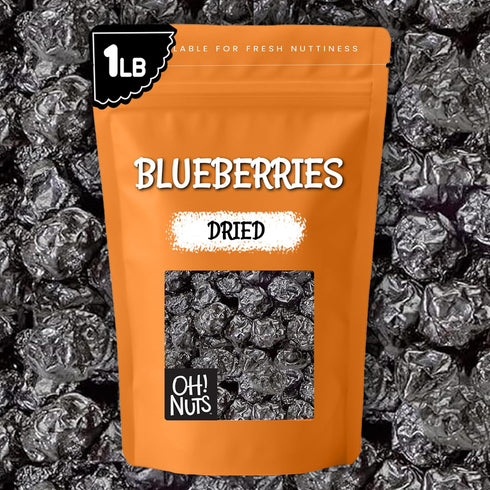1 lb Oh! Nuts Dried Blueberries - No Sugar Added - Bulk Bag - Dehydrated Dried Blueberries for Snacking & Baking