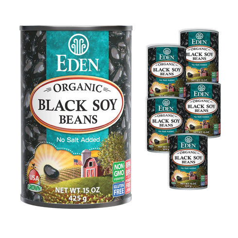 Eden Organic Black Soybeans, 15 oz Can (6-Pack), Complete Protein, No Salt,