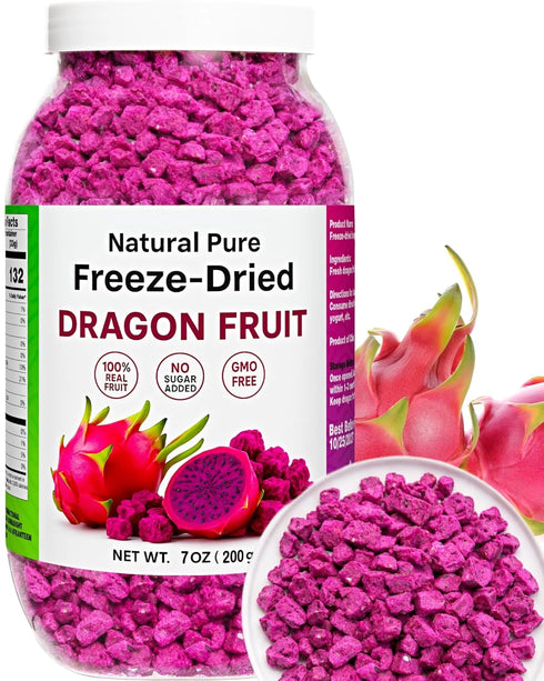 Nahasahr 7oz Freeze Dried Dragon Fruit Pieces - 100% Natural Crispy Dry Fruit