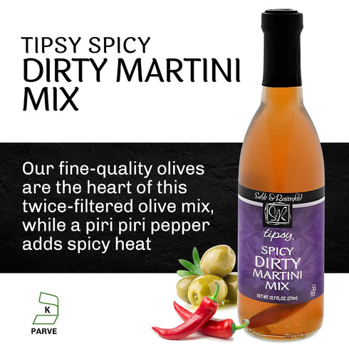 12.7 Oz (Pack 2) Tipsy Spicy Dirty Martini Mix - Savory and Spicy Martini Olive Juice for Dirty Martinis, Cocktail