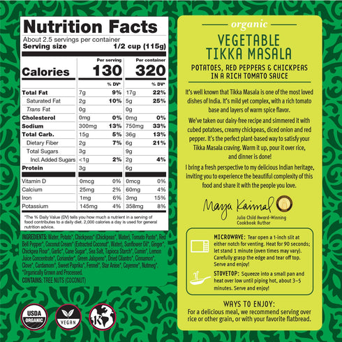 (10 (Pack 3), MAYA KAIMAL Organic Indian Vegetable Curry | Microwaveable, Ready to Eat, Fully Cooked | Vegan | Organic