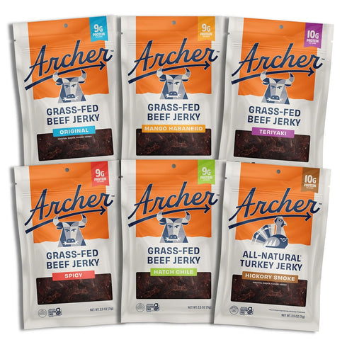Archer Jerky Grass-Fed Beef Jerky Variety Pack- Beef Snack Packs, Protein Snack