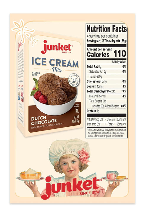 4 oz (Pack 6) Junket Chocolate Ice Cream Mix: Old Fashioned Homemade Ice Cream for Ice Cream Maker or Hand Stir - Just