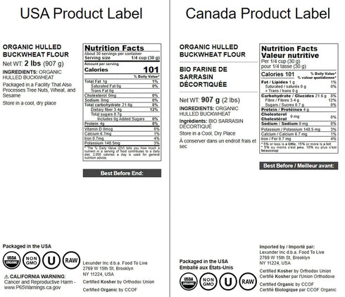 2 Food to Live - Organic Hulled Buckwheat Flour, Pounds - Non-GMO, Finely Milled Raw Buckwheat Groats, Kosher, Vegan