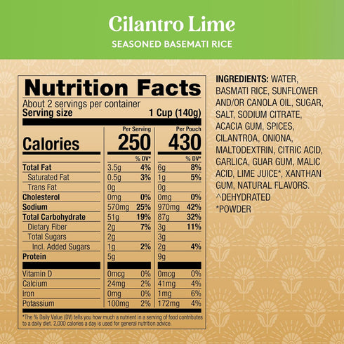 8.5 oz (Pack 6) Royal Cilantro Lime Basmati Rice - Ready to Heat Microwavable Pouch