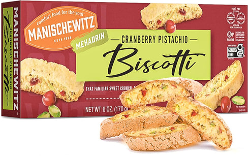 Manischewitz Gluten Free Cranberry Pistachio Biscotti, 6oz | Dairy Free, Grain Free,