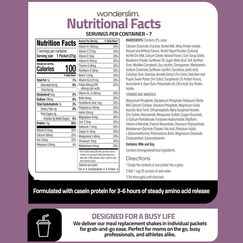 15g 24 (7ct) WonderSlim Meal Replacement Smoothie, Berry Yogurt, Protein, Vitamins & Minerals, Gluten Free