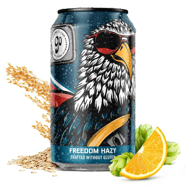Go Brewing Freedom Hazy IPA Non-Alcoholic Craft Beer, 12oz - Low-Calorie &