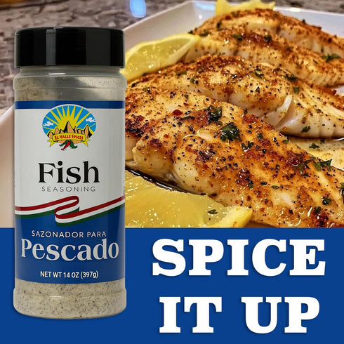 El Valle Spices 14 oz Fish Seasoning - Mexican Seafood Spice Blend for Fish, Shrimp and Seafood - Grill, Bake, Fry